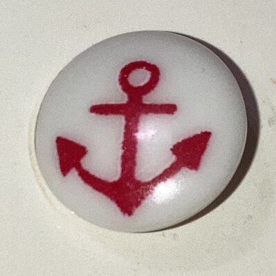 VTG JHB Imports White Plastic Buttons Red Anchor Design Shank 1/2
