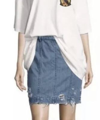 Public School Women’s Size XS Edgar  Distressed Denim Mini Skirt Casual City-image