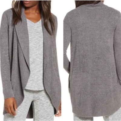 Barefoot Dreams Cozy Chic Lite Knit Circle Cardigan Gray Medium-image