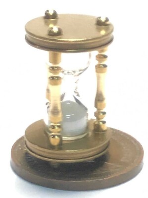 Dolls House Working Brass Style Hour Glass Timer 1:12 Scale Miniature Tumdee-image