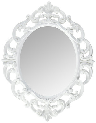 Kole Imports Oval Vintage Wall Mirror, White, 11.5 x 15 Inch-image