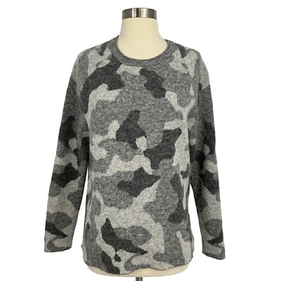 Athleta Size M Undercover Sweater Gray Camo Alpaca Wool Blend Pullover Crew-image