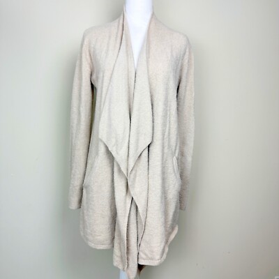 Barefoot Dreams Cozy Fuzzy Open Front Long Cardigan Size S Womens Beige-image