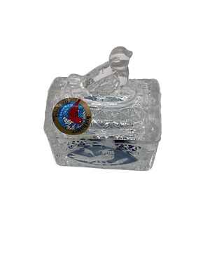 Byrdes Collection by Miller Import Crystal Trinket Dish Blue Bird-image