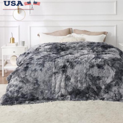Cozy Fuzzy Plush Winter Blanket Soft Reversible Sherpa Faux Fur Gifts Decor New-image