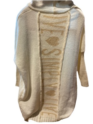 Live Simply Live Cream Sweater Large Love Oversized Cozy Stylish-image