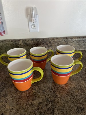 Pier 1 Summer Stripes Coffee Cups/Mugs - Set Of 4-image