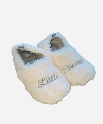 Dearfoams Cozy Comfort White Fluffy Slippers Kids Size 13-1 NEW Little Dreamer-image