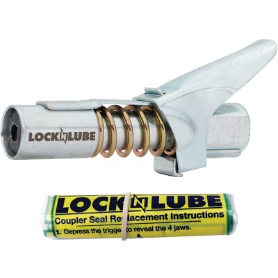 LockNLube Grease Gun Coupler, locks on, doesn't leak, rated over 10,000 PSI-image