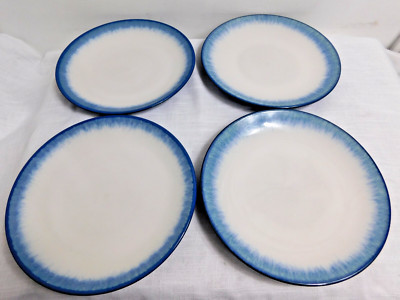 E7 - Pier 1 Imports Azure Dip Dye Blue Dinner Plates Lot of 4-image