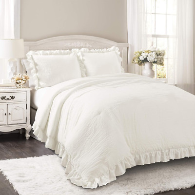 Reyna Ruffle Comforter Set - 3 Piece Cozy Ruffled Bedding Set - Timeless Eleganc-image