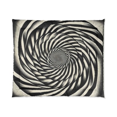 King Size Comforter Optical Illusion Trippy Psychedelic Festival Art Distorted-image
