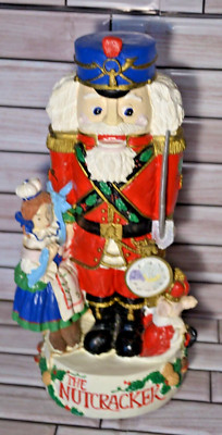 Vintage Wind Up Musical Plaster Nutcracker With Girl and Mouse-image