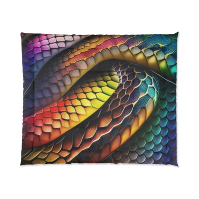 King Size Comforter Snakeskin Snake Pattern Scales Colorful Futuristic Home-image