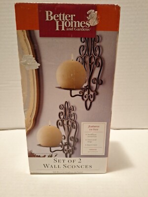 BETTER HOMES & GARDENS Outdoor Wall Sconce Black Finish Lot Of 2-image