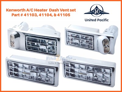 Kenworth W900 T600 T800 Chrome AC Dash Vent Complete Set Fits various models-image