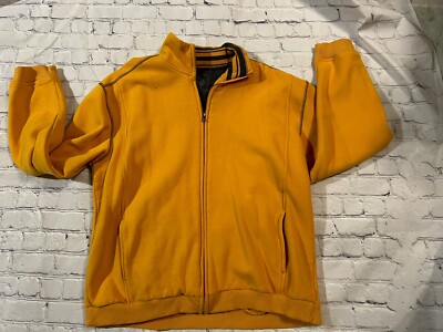 Consensus Sweatshirt Medium Mens Sueded Fleece Full Zip Cotton Blend Yellow Nice-image