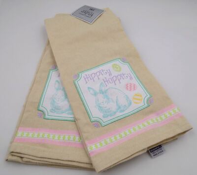 Easter Hippity Hoopity Set of 2 Embellished Kitchen Towels 18