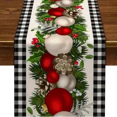 BRAND NEW IN PKG  buffalo plaid Christmas  Print Table Runner 13 x 72-image
