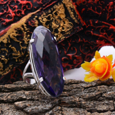 Valentine's Day African Amethyst Gemstone 925 Sterling Silver Ring All Size-image