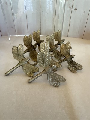 8 Trillium Design Imports Pewter Silver  Dragonfly Napkin Rings Size: 3 X 2 3/4