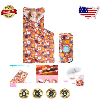 Cozy 100% Cotton Nap Mat with Pillow/Blanket for Toddlers - Proud Kitty Cat-image