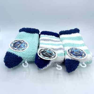 Women's Soft Fuzzy Cozy Socks Set of 3 Teal Green Blue White Size 7-11-image