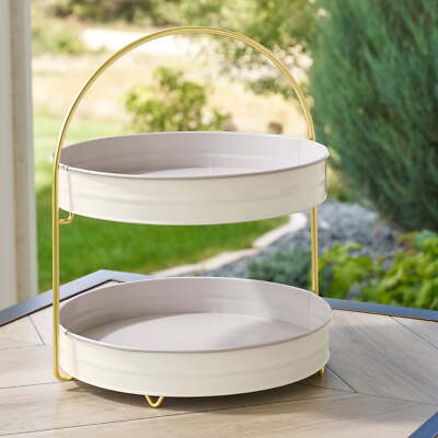 Better Homes & Gardens 2-Tone 2-Tier Serving Tray Stand - Grey-image
