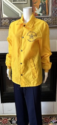 VTG L- 80's Windbreaker Large 46-48” Yellow W/Black Over The Hill Gang Fresno Ca-image