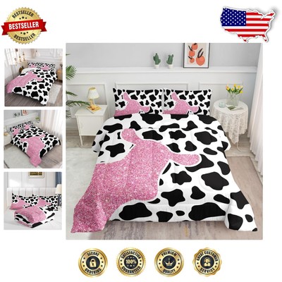 3-Piece Twin Cow Print Bedding Set - Cozy Comforter and Pillows for All Seasons-image