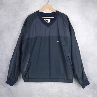 Vintage Nike Windbreaker Jacket Mens XL Blue V Neck Pullover Wind Shirt 90s-image