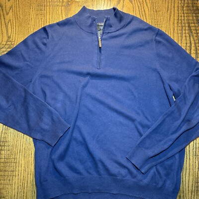 Nordstrom Mens Shop Sweater XL Blue Cashmere Blend Soft Cozy Comfort Warm Preppy-image