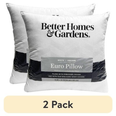 (2 pack) New Better Homes and Gardens Euro Pillow Insert, 26