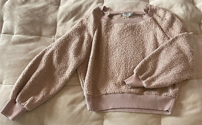 Warm & Cozy Lifestyle Juniors Pink Cropped Long Sleeve Casual Top Size M-image