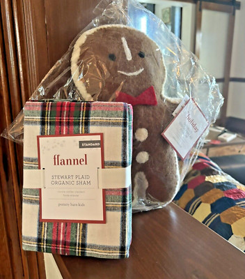 Pottery Barn Christmas plaid sham+Pillow Gingerbread Seuss stewart Holiday SET 2-image