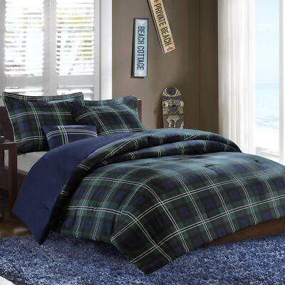 MI ZONE Cozy Comforter Set Cabin Lifestyle Plaid Design All Season Bedding Ma...-image