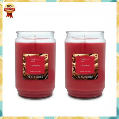 Mainstays Cinnamon Scented Single-Wick Large Glass Jar Candle, 20 oz (2 Pack)-image