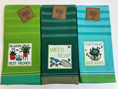 Design Imports Garden Shed Embellished Dishtowel Gardening Flowers Set of 3-image
