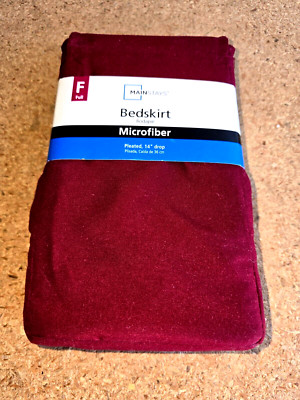 Mainstays Full BEDSKIRT Microfiber Burgundy Red Maroon Pleated 14