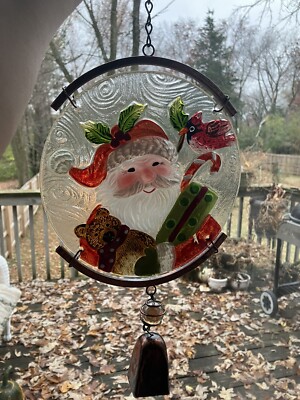 Christmas Santa Sun Catcher Wind Chime Spinner Bell Hanging Art Wind Bell Decor-image