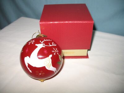 2016 PIER 1 IMPORTS LI BIEN ORNAMENT-SEASONS GREETINGS/REINDEER-WITH BOX!-image