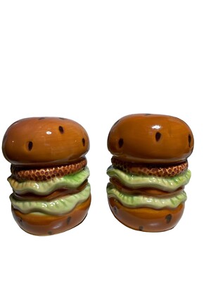 Design Imports Novelty Hamburger Salt Shaker & Pepper Shaker New In Box-image