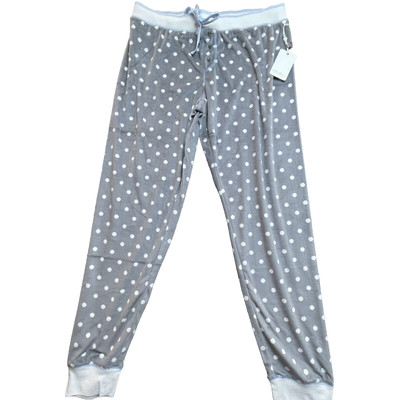PJ Salvage Pants Womens Large Gray White Polka Dots Comfy Lounge Cozy Drawstring-image