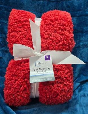 Mainstays Faux Shearling Blanket, RED King 102