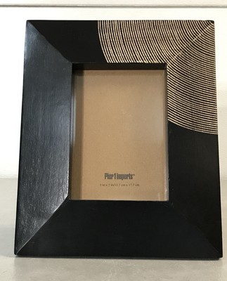 Pier 1 Imports Picture Frame Brown Tree Rings Design 5X7 Free Standing Decor-image
