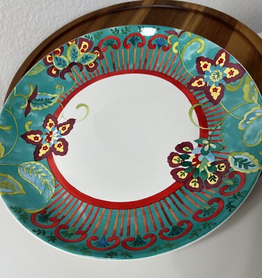Pier 1 Imports Ironstone Villa Floral Print Dinner Plate Kitchen Colorful-image