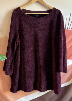 J Jill Sweater Women’s Size XL Wearever Collection Soft Chenille Burgundy Cozy-image