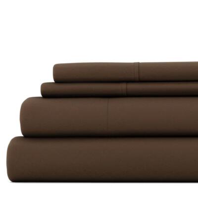 Becky Cameron Sheet Set 4-Piece California King Size in Solid Brown Chocolate-image