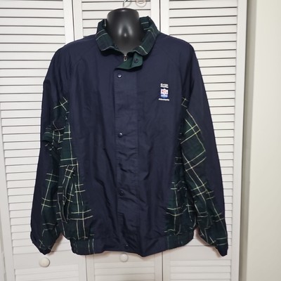 NFL Alumni Glen Echo Bomber Swing Jacket Mens Size XL Navy Blue Plaid Vintage-image