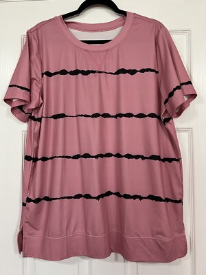 Soft Crew Neck Pink Black Shirt Womens XLarge Unbranded- Cozy Stretch-image